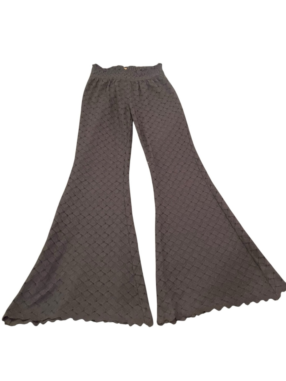 Free People Charcoal Gray/Olive Knit Lace Flare Pants